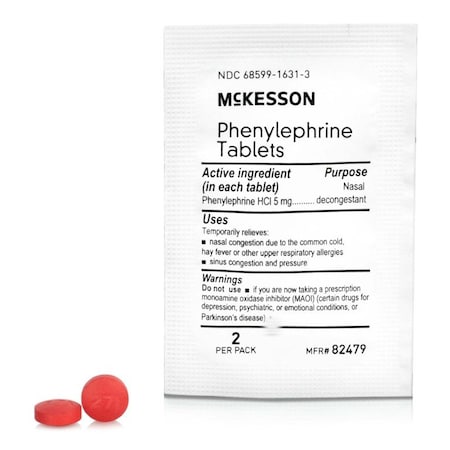 Mckesson Phenylephrine Sinus Relief Tablets, 5mg, 500PK 82479